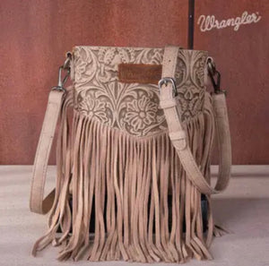 Wrangler Vintage Floral Embossed Fringe Crossbody