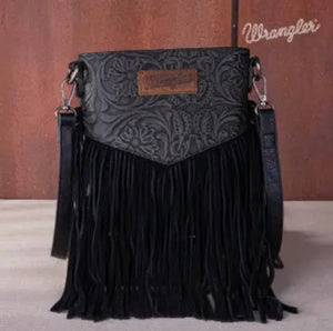 Wrangler Vintage Floral Embossed Fringe Crossbody