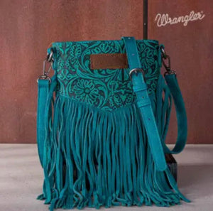 Wrangler Vintage Floral Embossed Fringe Crossbody