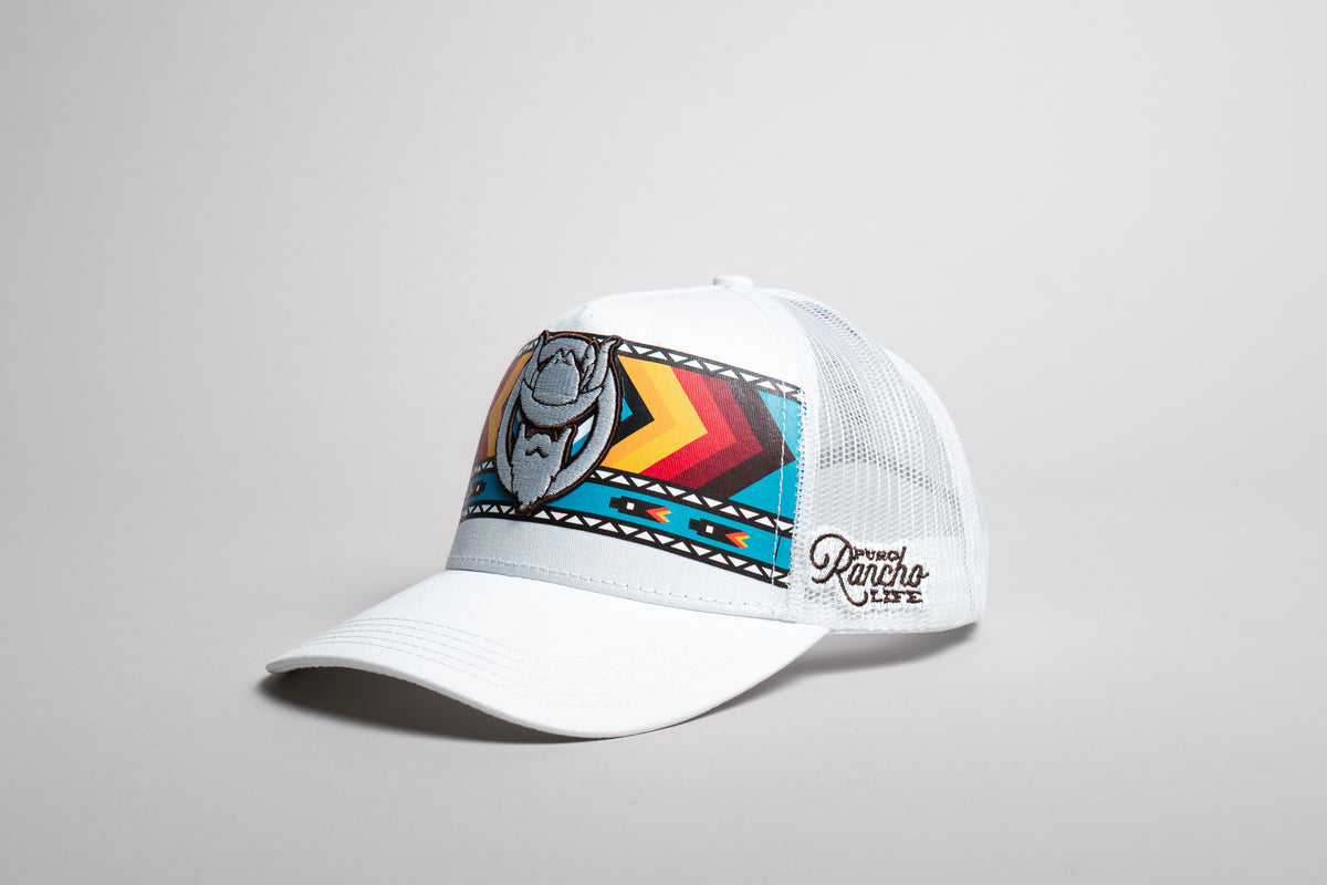 El Vikingo White Tribal Print Cap